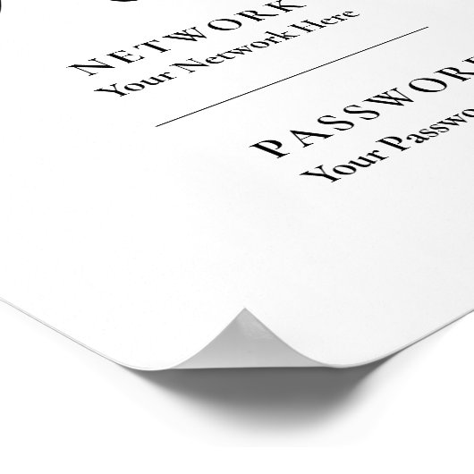 Afdrukbare kalligrafie van het WiFi-wachtwoord net Poster (Hoek)