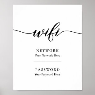 Afdrukbare kalligrafie van het WiFi-wachtwoord net Poster