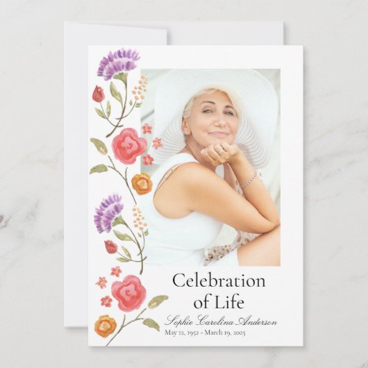 Afdrukbare kant Bloemen Viering van het Life-progr Kaart (Voorkant)