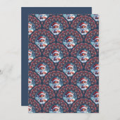 Afdrukbare Kawaii Christmas Fox Art Deco Scallops Kaart (Voorkant / Achterkant)