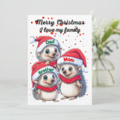 Afdrukbare kerstkaart met stekelvarkens (Staand voorkant)