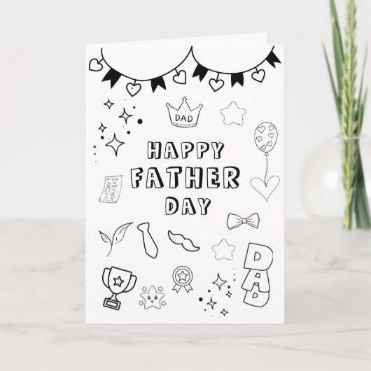 Afdrukbare Kleurplaat Happy Vaderdag Kaart (Voorkant)