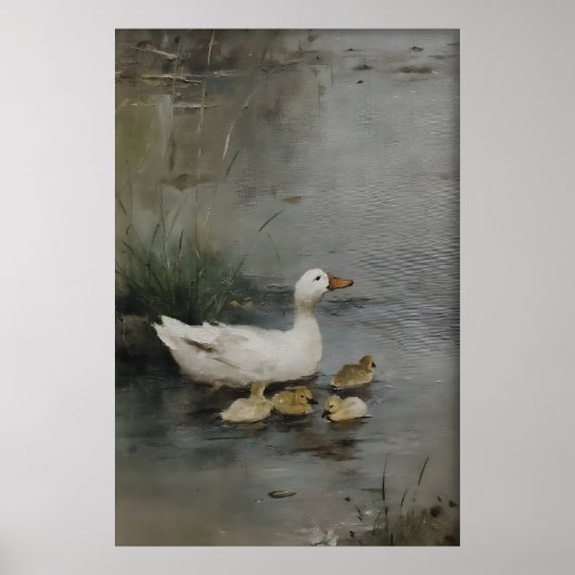 Afdrukbare Kunst van Eendenfamilie, Minimalistisch Poster (Voorkant)