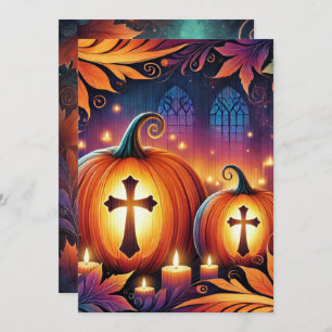 Afdrukbare Levendige Christelijke Halloween Pompoe Kaart
