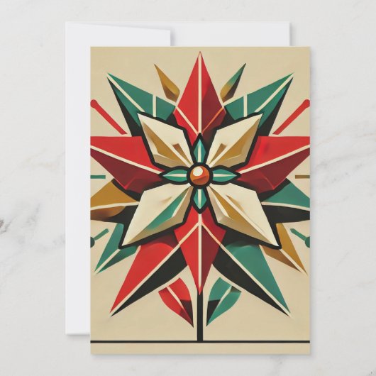 Afdrukbare Mid-Century Modern Poinsettia Scrapbook Kaart (Achterkant)
