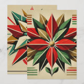Afdrukbare Mid-Century Modern Poinsettia Scrapbook Kaart (Voorkant / Achterkant)
