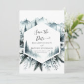 Afdrukbare minimale berg bruiloft save the date (Staand voorkant)