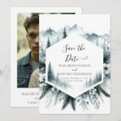 Afdrukbare minimale berg bruiloft save the date (Voorkant / Achterkant)