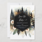 Afdrukbare minimale betoverde bos bruiloft save the date (Voorkant)