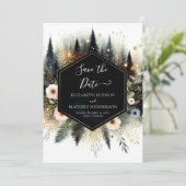 Afdrukbare minimale betoverde bos bruiloft save the date (Staand voorkant)