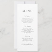 Afdrukbare minimalistische Grey Text Wedding Menu  Kaart (Voorkant)