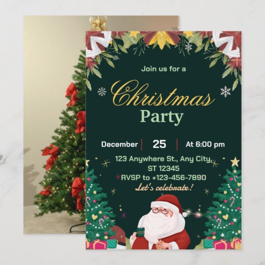 Afdrukbare Minimalistische Kerstkaart (Voorkant / Achterkant)