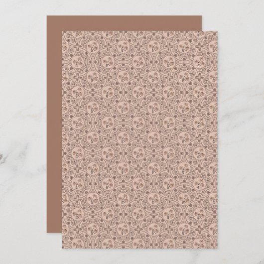 Afdrukbare Mocha Rococo Revival Mandala Deco fans Kaart (Voorkant / Achterkant)