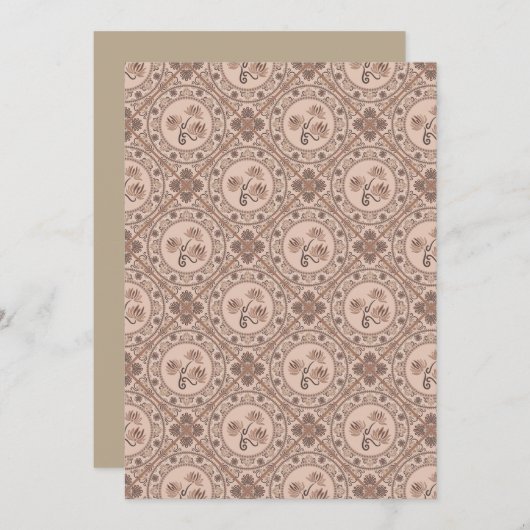 Afdrukbare Mocha Rococo Revival Mandala Geo Tegel Kaart (Voorkant / Achterkant)