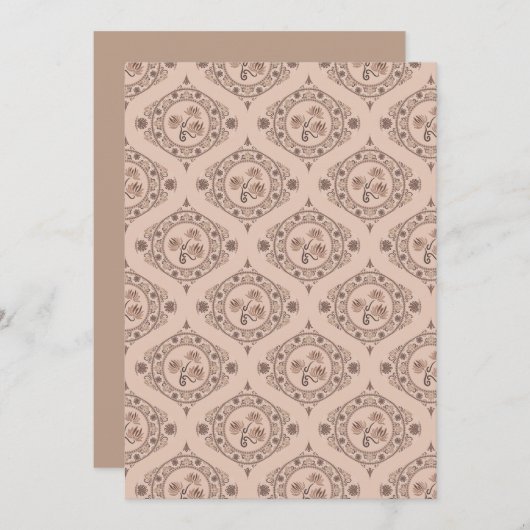 Afdrukbare Mocha Rococo Revival Mandala Retro Ogee Kaart (Voorkant / Achterkant)