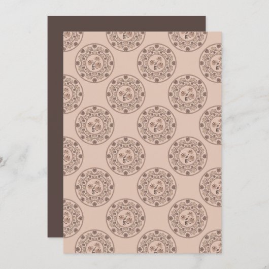 Afdrukbare Mocha Rococo Revival Polka Dot Mandala Kaart (Voorkant / Achterkant)