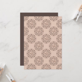 Afdrukbare Mocha Rococo Revival Polka Dot Mandala Kaart