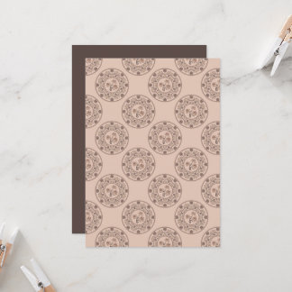 Afdrukbare Mocha Rococo Revival Polka Dot Mandala Kaart