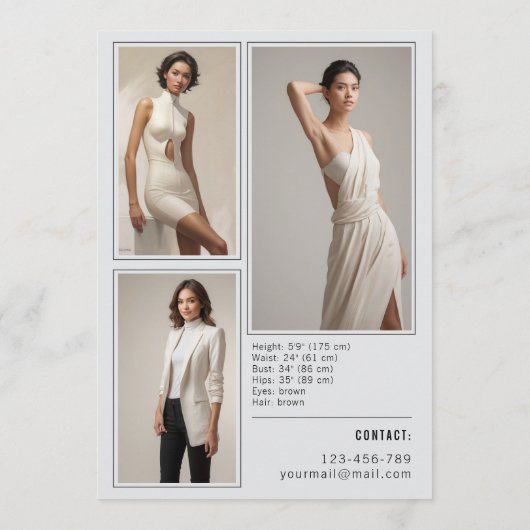 Afdrukbare Model Comp Kaart Sjabloon Ontwerp (Achterkant)