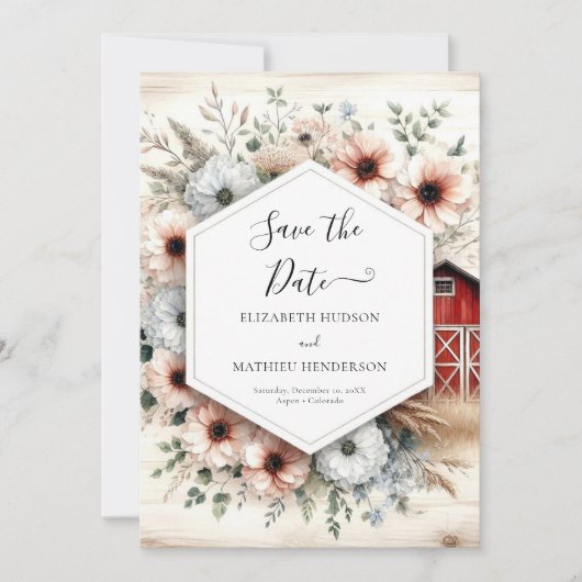 Afdrukbare Moderne Barnyard Wedding Save The Date (Voorkant)