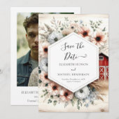Afdrukbare Moderne Barnyard Wedding Save The Date (Voorkant / Achterkant)