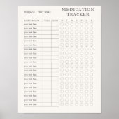 Afdrukbare Moderne Wekelijkse medicatie tracker Poster (Voorkant)