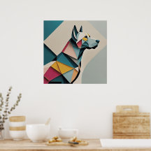 Afdrukbare mooie geometrische illustratie Hond