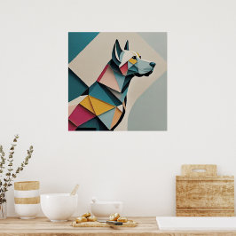Afdrukbare mooie geometrische illustratie Hond Poster