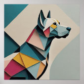 Afdrukbare mooie geometrische illustratie Hond Poster (Voorkant)