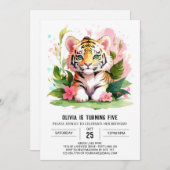 Afdrukbare Mooie Tijger Verjaardagsuitnodiging Kaart (Voorkant / Achterkant)