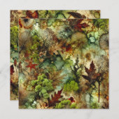 Afdrukbare Mossy Herfst Forest Alcohol Ink Scrapbo Kaart (Voorkant / Achterkant)