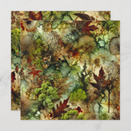 Afdrukbare Mossy Herfst Forest Alcohol Ink Scrapbo Kaart