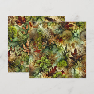 Afdrukbare Mossy Herfst Forest Alcohol Ink Scrapbo Kaart