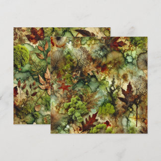 Afdrukbare Mossy Herfst Forest Alcohol Ink Scrapbo Kaart