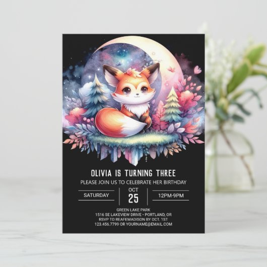 Afdrukbare Natuur Fox Birthday Kaart (Staand voorkant)