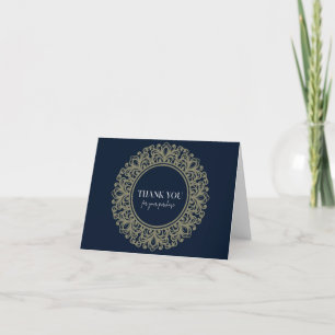 Afdrukbare Navy Blue & Gold Mandala bedankkaart