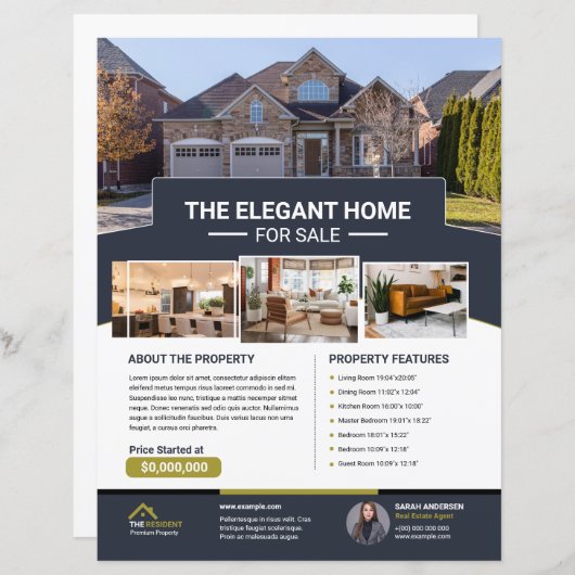 Afdrukbare onroerend goed Flyer Sjabloon (Voorkant / Achterkant)