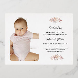 Afdrukbare paarse bloemen foto meisje eerste commu folie feestdagen briefkaart