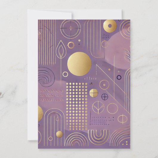Afdrukbare Paarse en gouden Scandinavische patrone Kaart (Achterkant)