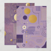 Afdrukbare Paarse en gouden Scandinavische patrone Kaart (Voorkant / Achterkant)