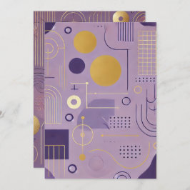 Afdrukbare Paarse en gouden Scandinavische patrone Kaart