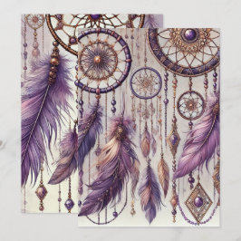 Afdrukbare Paarse & Gouden Boho Dreamcatcher Patro Kaart
