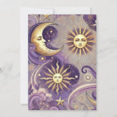 Afdrukbare Paarse & Gouden Boho Hemelse Zon & Maan Kaart (Voorkant)