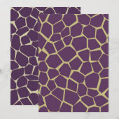 Afdrukbare Paarse & Gouden Giraffe Print Scrapbook Kaart (Voorkant / Achterkant)