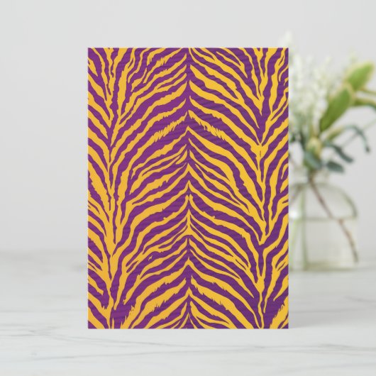 Afdrukbare Paarse & Gouden Tiger Stripes Scrapbook Kaart (Staand voorkant)