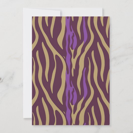 Afdrukbare Paarse & Gouden Tiger Stripes Scrapbook Kaart (Achterkant)