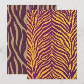 Afdrukbare Paarse & Gouden Tiger Stripes Scrapbook Kaart (Voorkant / Achterkant)