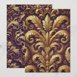 Afdrukbare Paarse & Gouden Victoriaans Acanthus Kaart