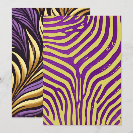 Afdrukbare Paarse & Gouden Zebra Stripe Scrapbook Kaart (Voorkant / Achterkant)