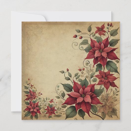 Afdrukbare  papier Poinsettia Lijst Scrapbook Kaart (Achterkant)